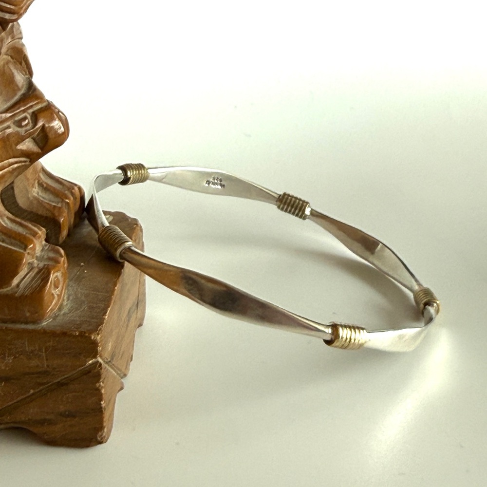 Mexico 925 Silver with Coiled Brass Wire